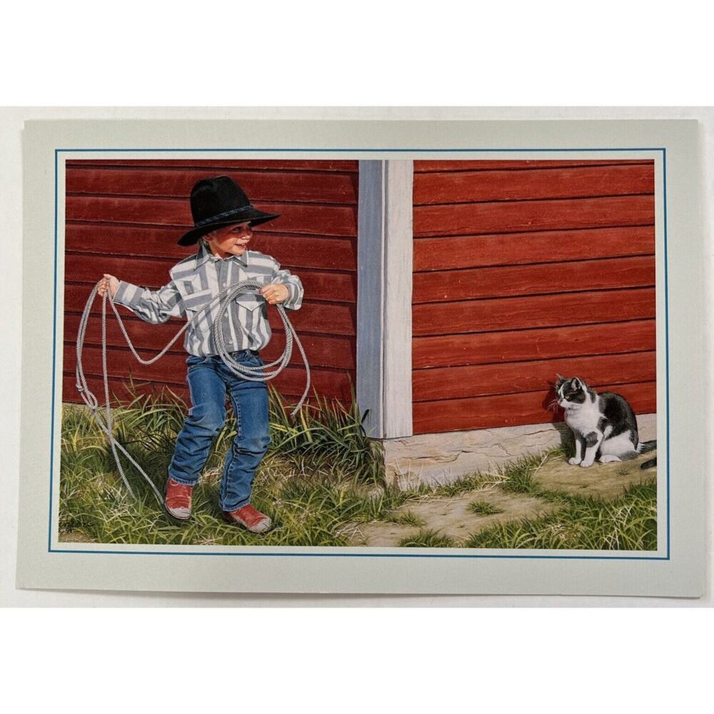 Leanin Tree Blank Greeting Cards Here Kitty Cowboy Western Tradition Lot Of 5